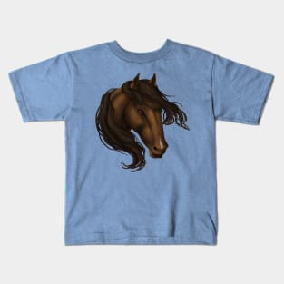 Horse Head - Brown Snip Kids T-Shirt